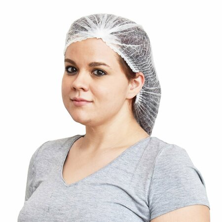 CORDOVA 21 in. Bouffant Cap, Polypropylene - White, 12PK BC21W/10